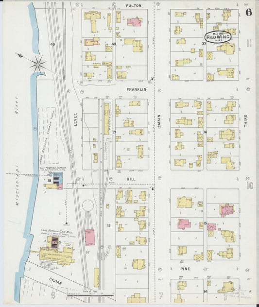 Sanborn Fire Insurance Map from Red Wing, Goodhue County, Minnesota (1895), Sheet #0006 - Historic Sanborn Fire Insurance Map Print, vintage old map wall art, antique decor, genealogy gift, Minnesota Minnesota map