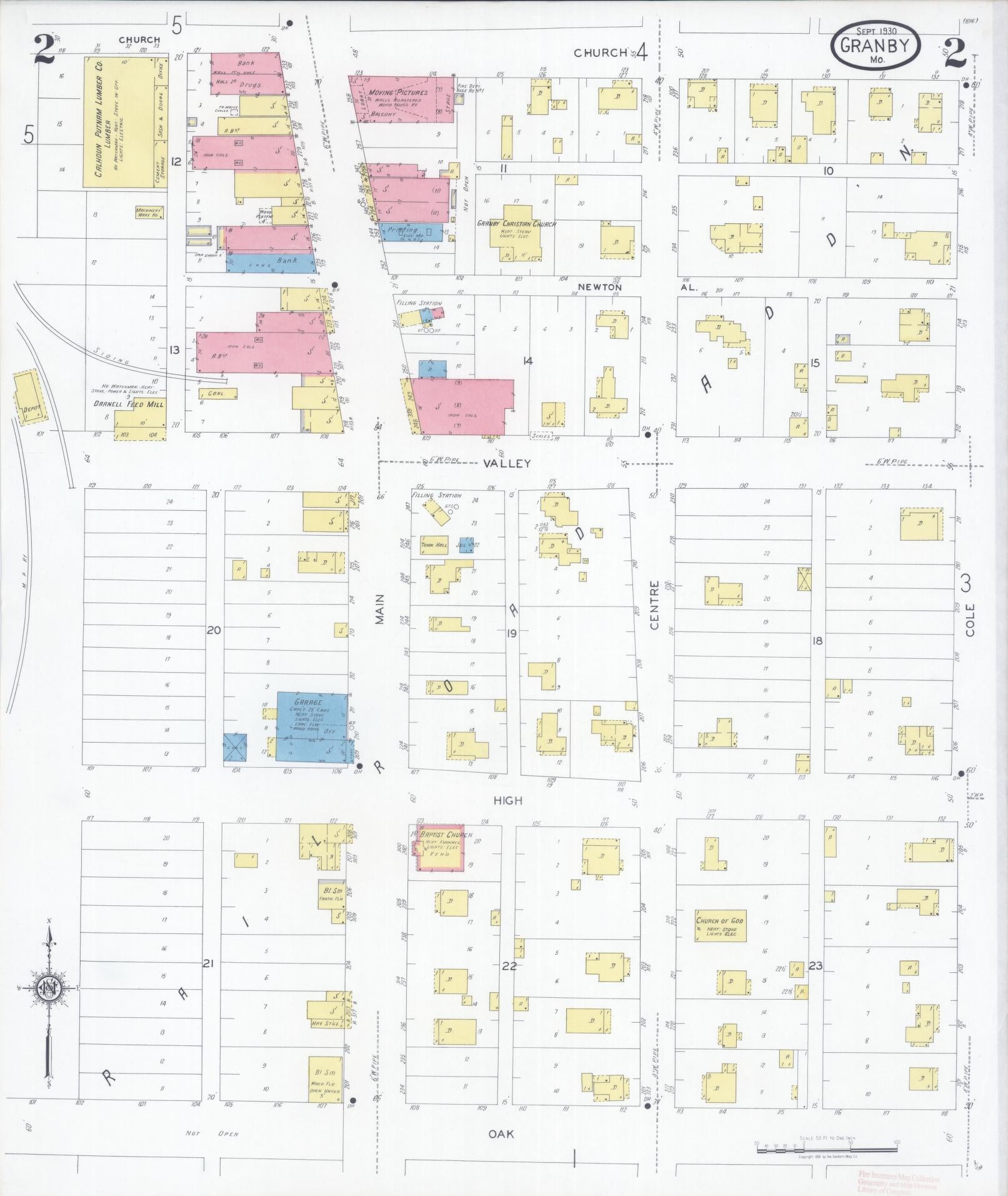 Sanborn Fire Insurance Map from Granby, Newton County, Missouri (1930), Sheet #0002 - Complete Map Set gallery image, historic Sanborn map, vintage wall art, Missouri Missouri