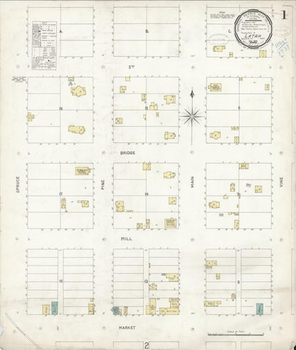 Sanborn Fire Insurance Map from Latah, Spokane County, Washington (1898), Sheet #0001 - Complete Map Set gallery image, historic Sanborn map, vintage wall art, Washington Washington