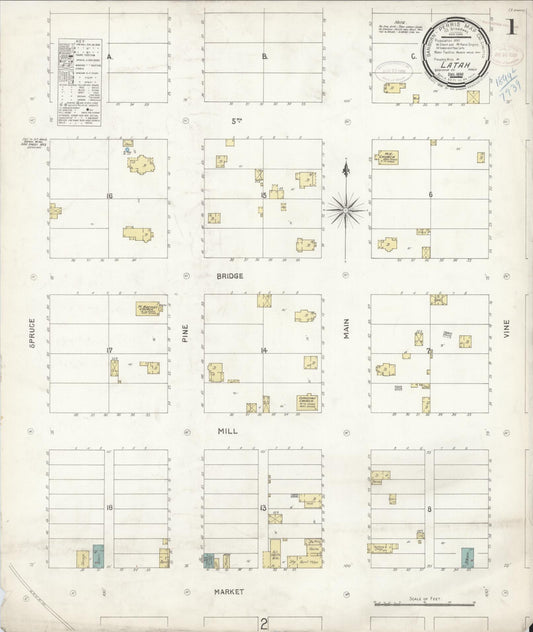 Sanborn Fire Insurance Map from Latah, Spokane County, Washington (1898), Sheet #0001 - Complete Map Set gallery image, historic Sanborn map, vintage wall art, Washington Washington