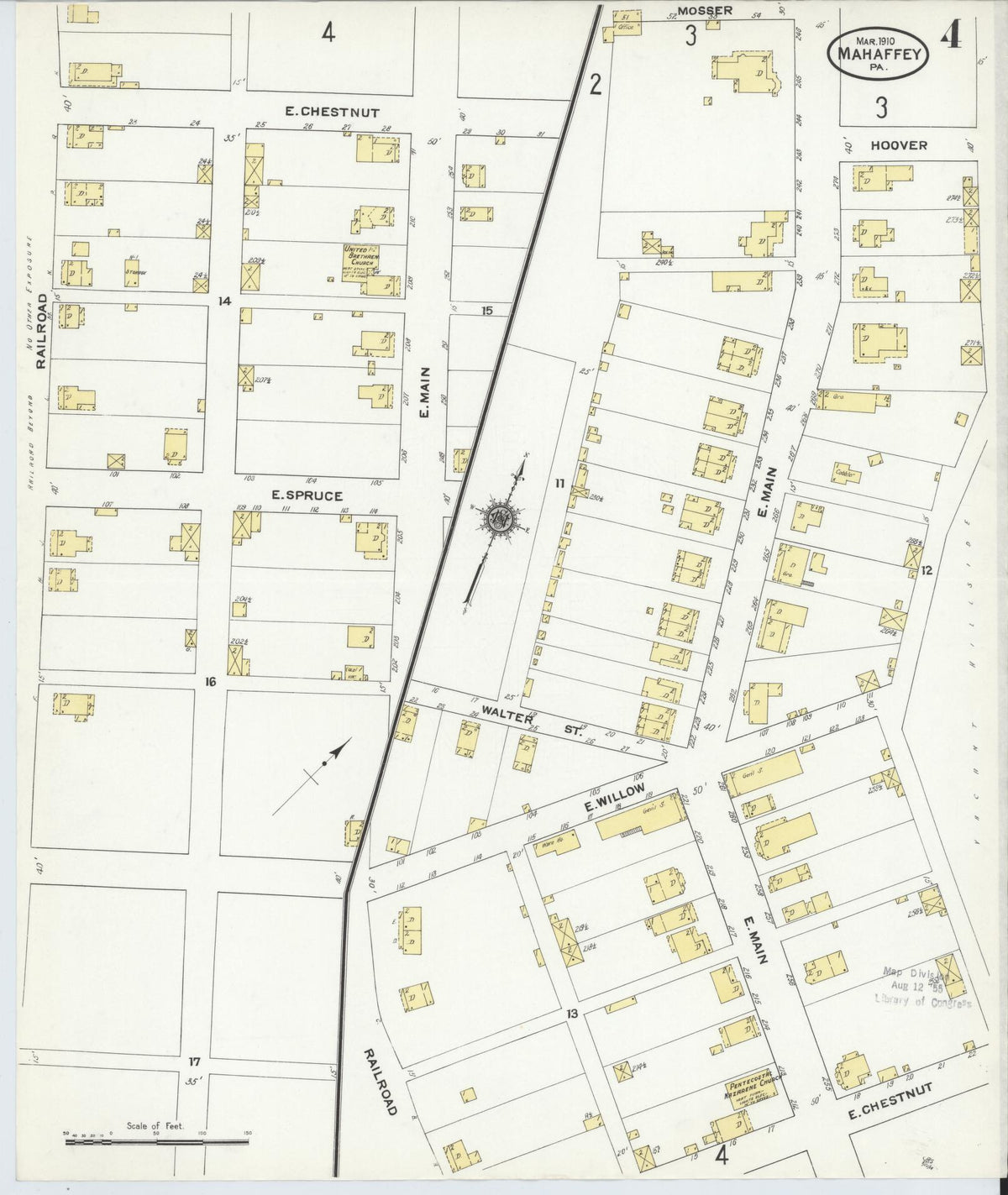 Sanborn Fire Insurance Map from Mahaffly, Clearfield County, Pennsylvania (1910), Sheet #0004 - Complete Map Set gallery image, historic Sanborn map, vintage wall art, Pennsylvania Pennsylvania