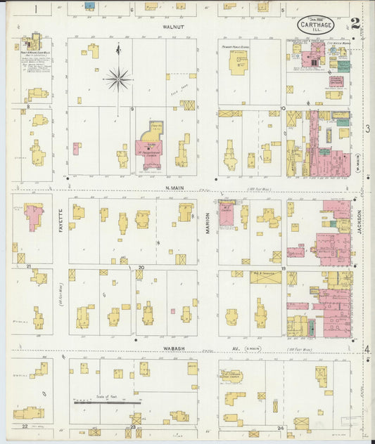 Sanborn Fire Insurance Map from Carthage, Hancock County, Illinois (1906), Sheet #0002 - Historic Sanborn Fire Insurance Map Print, vintage old map wall art, antique decor, genealogy gift, Illinois Illinois map