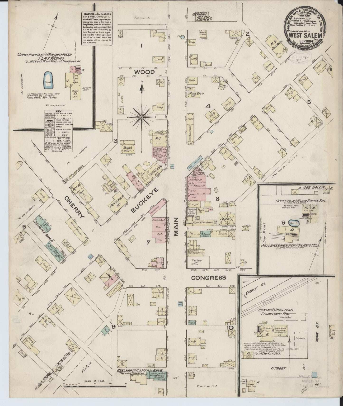 Sanborn Fire Insurance Map from West Salem, Wayne County, Ohio (1884), Sheet #0001 - Historic Sanborn Fire Insurance Map Print, vintage old map wall art, antique decor, genealogy gift, Ohio Ohio map