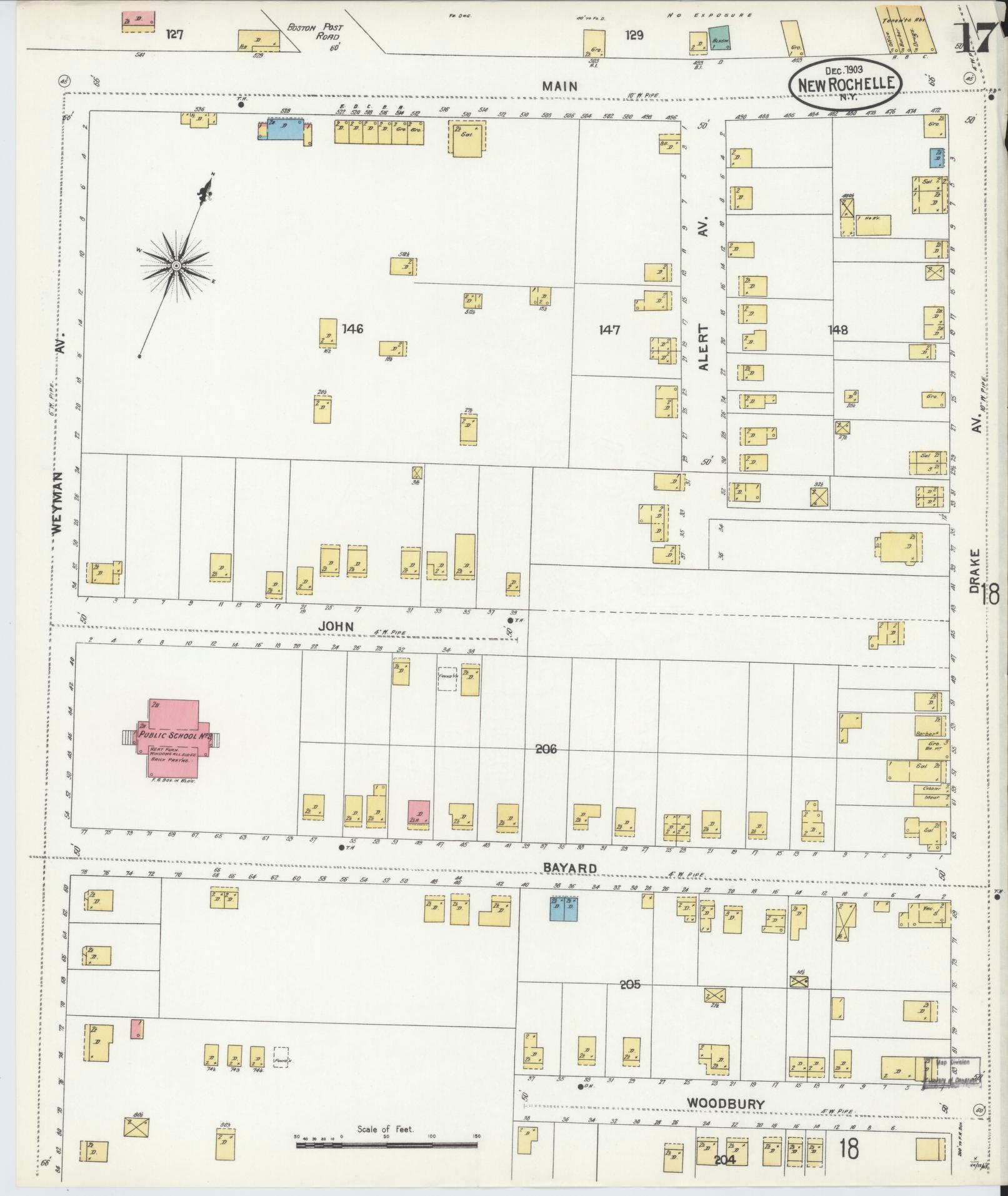 Sanborn Fire Insurance Map from New Rochelle, Westchester County, New York (1903), Sheet #0017 - Complete Map Set gallery image, historic Sanborn map, vintage wall art, New York New York