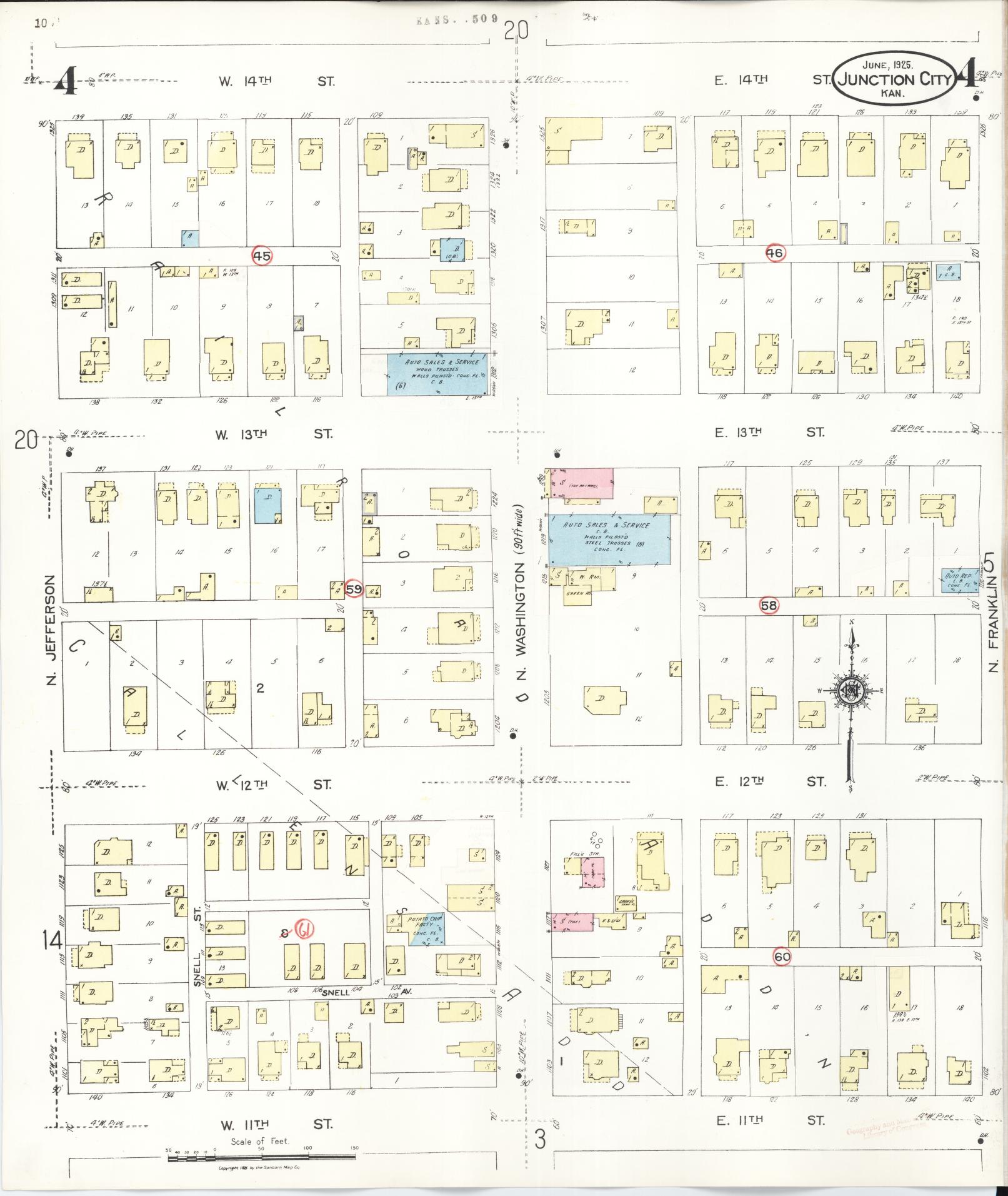 Sanborn Fire Insurance Map from Junction City, Geary County, Kansas (1947), Sheet #0004 - Historic Sanborn Fire Insurance Map Print, vintage old map wall art, antique decor, genealogy gift, Kansas Kansas map