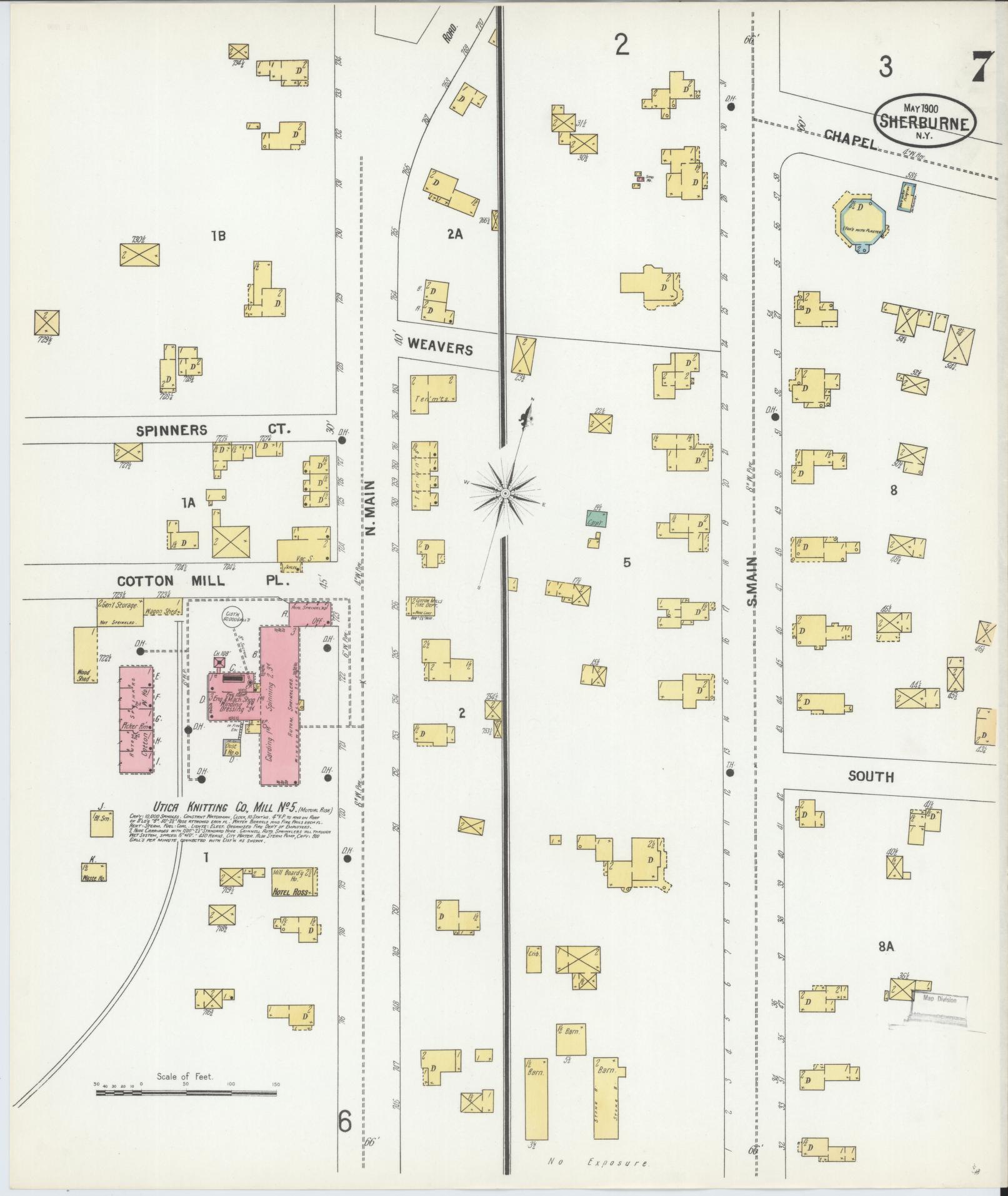 Sanborn Fire Insurance Map from Sherburne, Chenango County, New York (1900), Sheet #0007 - Historic Sanborn Fire Insurance Map Print, vintage old map wall art, antique decor, genealogy gift, New York New York map