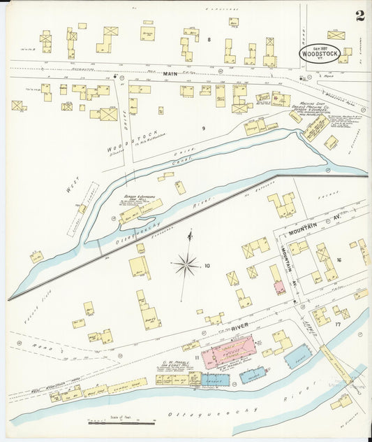 Sanborn Fire Insurance Map from Woodstock, Windsor County, Vermont (1897), Sheet #0002 - Historic Sanborn Fire Insurance Map Print, vintage old map wall art, antique decor, genealogy gift, Vermont Vermont map