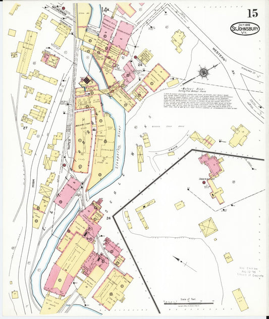 Sanborn Fire Insurance Map from Saint Johnsbury, Caledonia County, Vermont (1919), Sheet #0015 - Historic Sanborn Fire Insurance Map Print, vintage old map wall art, antique decor, genealogy gift, Vermont Vermont map