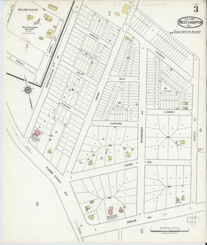 Sanborn Fire Insurance Map from Westhampton, Henrico County, Virginia (1921), Sheet #0003 - Complete Map Set gallery image, historic Sanborn map, vintage wall art, Virginia Virginia
