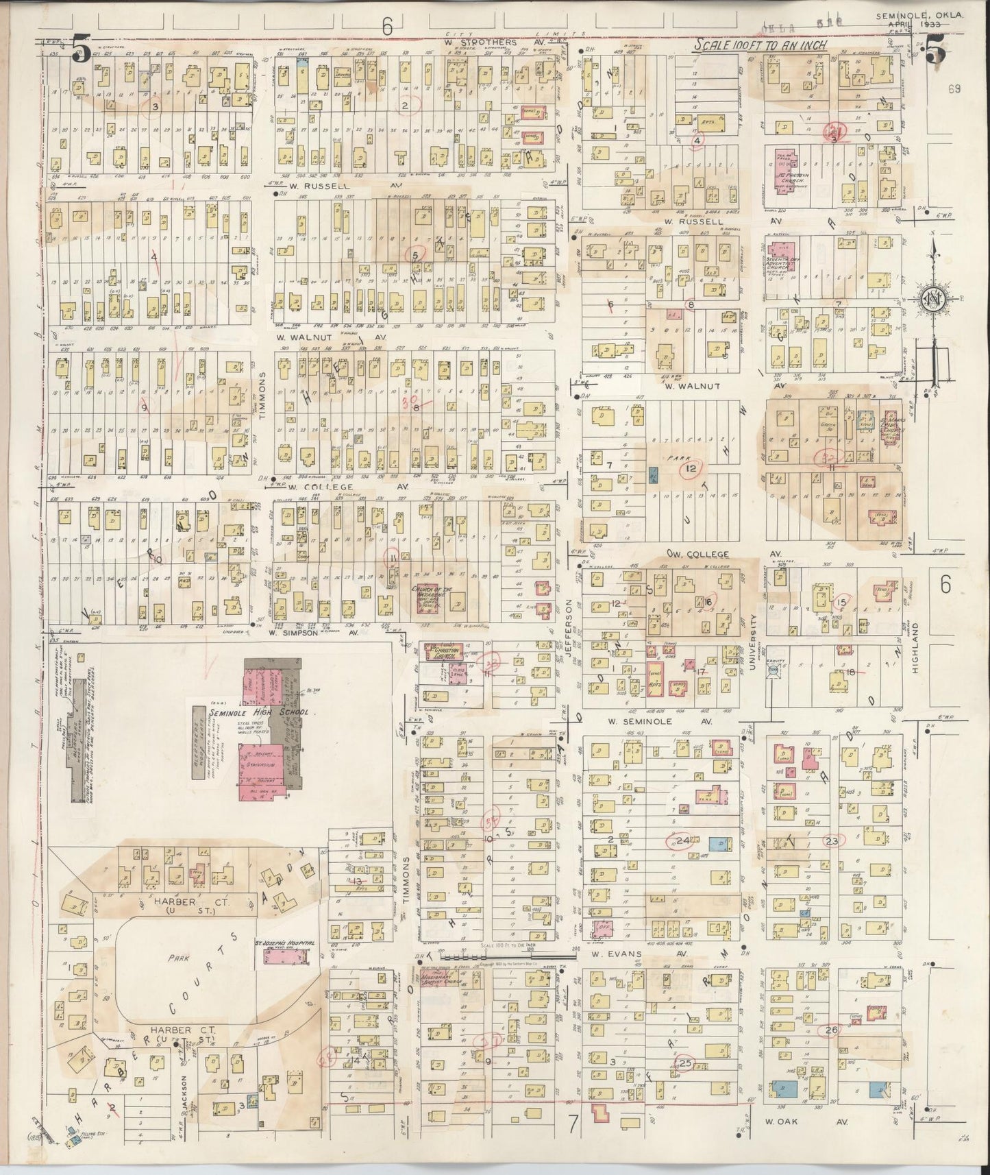 Sanborn Fire Insurance Map from Seminole, Seminole County, Oklahoma (1949), Sheet #0005 - Complete Map Set gallery image, historic Sanborn map, vintage wall art, Oklahoma Oklahoma