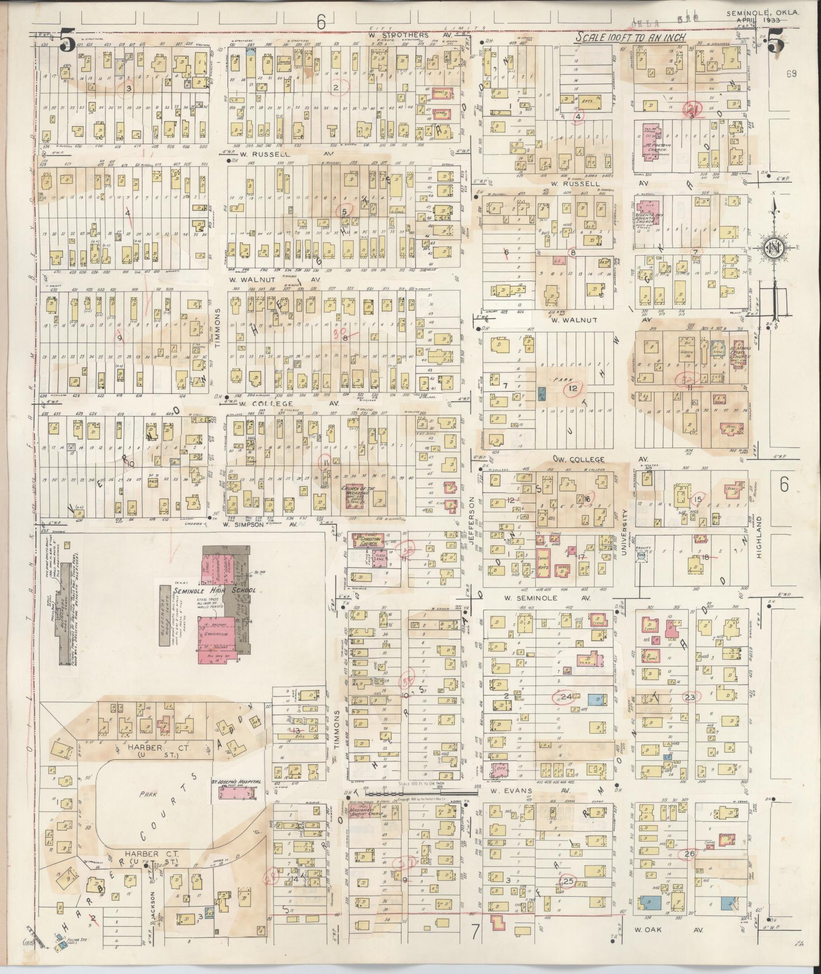 Sanborn Fire Insurance Map from Seminole, Seminole County, Oklahoma (1949), Sheet #0005 - Complete Map Set gallery image, historic Sanborn map, vintage wall art, Oklahoma Oklahoma