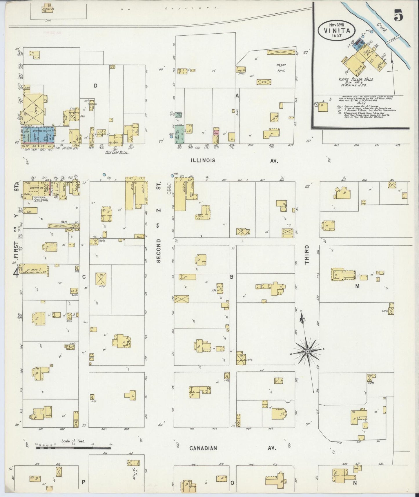 Sanborn Fire Insurance Map from Vinita, Craig County, Oklahoma (1898), Sheet #0005 - Historic Sanborn Fire Insurance Map Print, vintage old map wall art, antique decor, genealogy gift, Oklahoma Oklahoma map