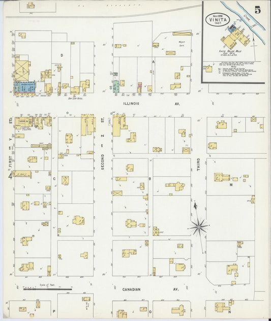 Sanborn Fire Insurance Map from Vinita, Craig County, Oklahoma (1898), Sheet #0005 - Historic Sanborn Fire Insurance Map Print, vintage old map wall art, antique decor, genealogy gift, Oklahoma Oklahoma map