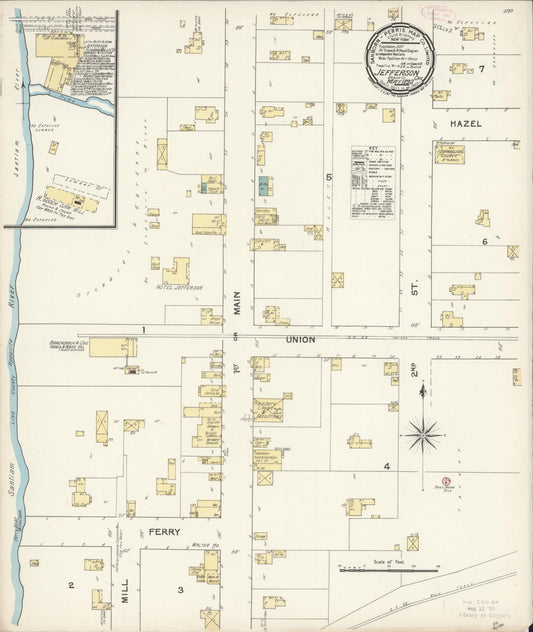 Sanborn Fire Insurance Map from Jefferson, Marion County, Oregon (1892), Sheet #0001 - Historic Sanborn Fire Insurance Map Print, vintage old map wall art, antique decor, genealogy gift, Oregon Oregon map