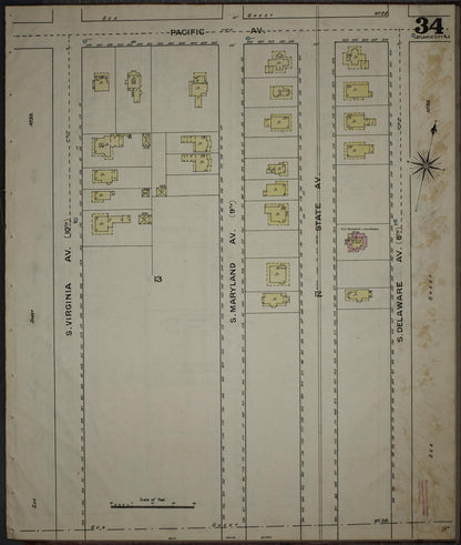 Sanborn Fire Insurance Map from Atlantic City, Atlantic County, New Jersey (1886), Sheet #0034 - Complete Map Set gallery image, historic Sanborn map, vintage wall art, New Jersey New Jersey