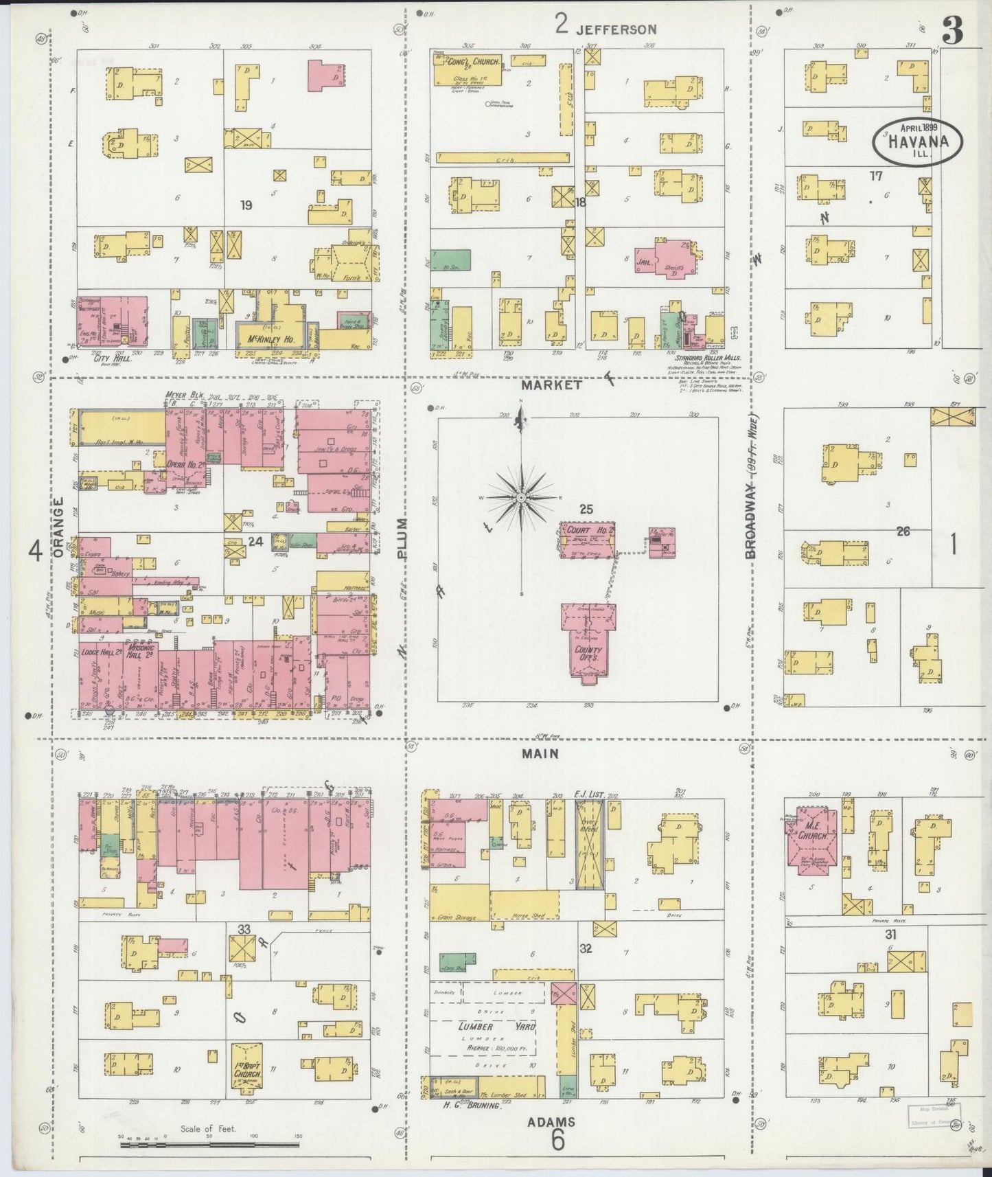 Sanborn Fire Insurance Map from Havana, Mason County, Illinois (1899), Sheet #0003 - Complete Map Set gallery image, historic Sanborn map, vintage wall art, Illinois Illinois