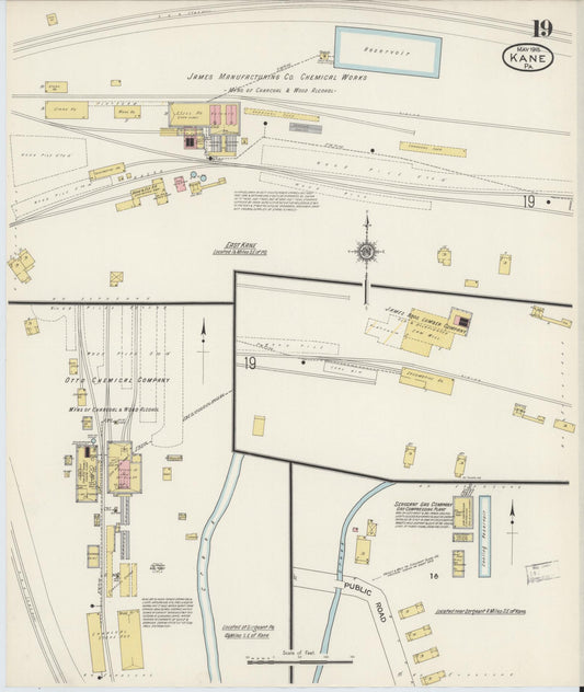 Sanborn Fire Insurance Map from Kane, McKean County, Pennsylvania (1915), Sheet #0019 - Historic Sanborn Fire Insurance Map Print, vintage old map wall art, antique decor, genealogy gift, Pennsylvania Pennsylvania map