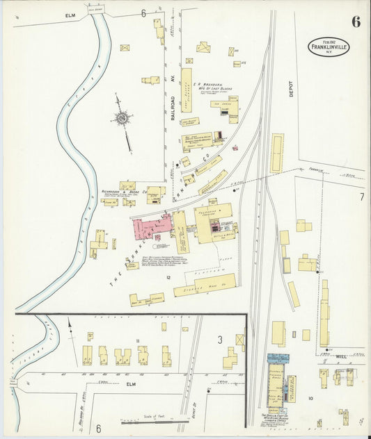 Sanborn Fire Insurance Map from Franklinville, Cattaraugus County, New York (1912), Sheet #0006 - Historic Sanborn Fire Insurance Map Print, vintage old map wall art, antique decor, genealogy gift, New York New York map