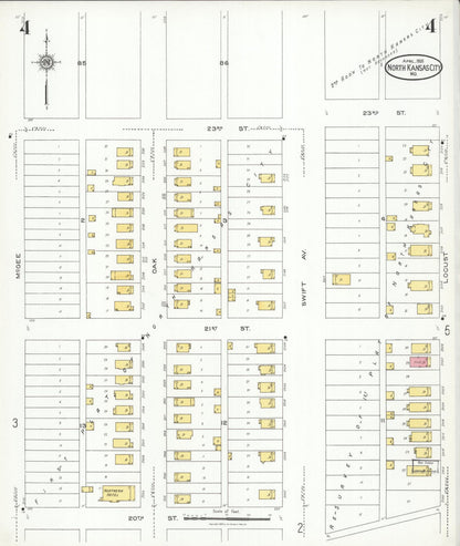 Sanborn Fire Insurance Map from North Kansas City, Clay County, Missouri (1926), Sheet #0004 - Complete Map Set gallery image, historic Sanborn map, vintage wall art, Kansas Kansas