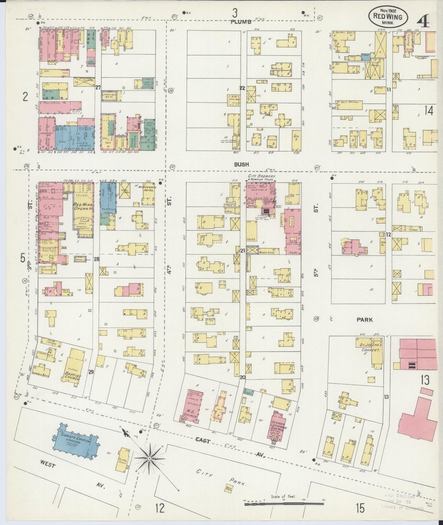 Sanborn Fire Insurance Map from Red Wing, Goodhue County, Minnesota (1902), Sheet #0004 - Complete Map Set gallery image, historic Sanborn map, vintage wall art, Minnesota Minnesota