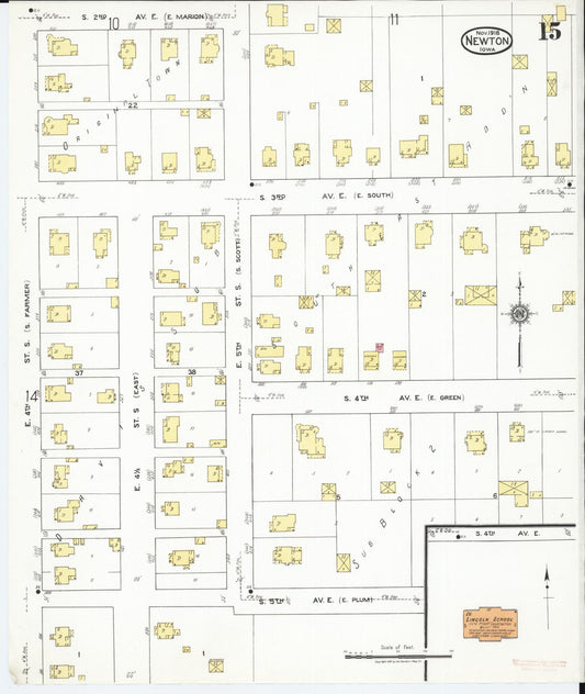 Sanborn Fire Insurance Map from Newton, Jasper County, Iowa (1918), Sheet #0015 - Historic Sanborn Fire Insurance Map Print, vintage old map wall art