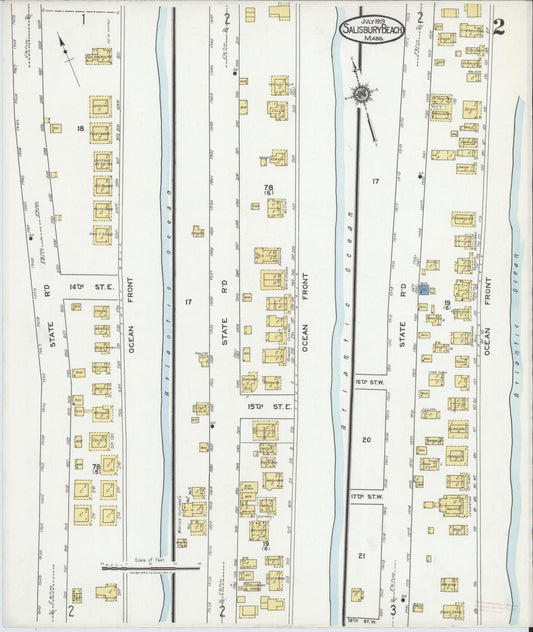Sanborn Fire Insurance Map from Salisbury, Essex County, Massachusetts (1919), Sheet #0002 - Historic Sanborn Fire Insurance Map Print, vintage old map wall art, antique decor, genealogy gift, Massachusetts Massachusetts map