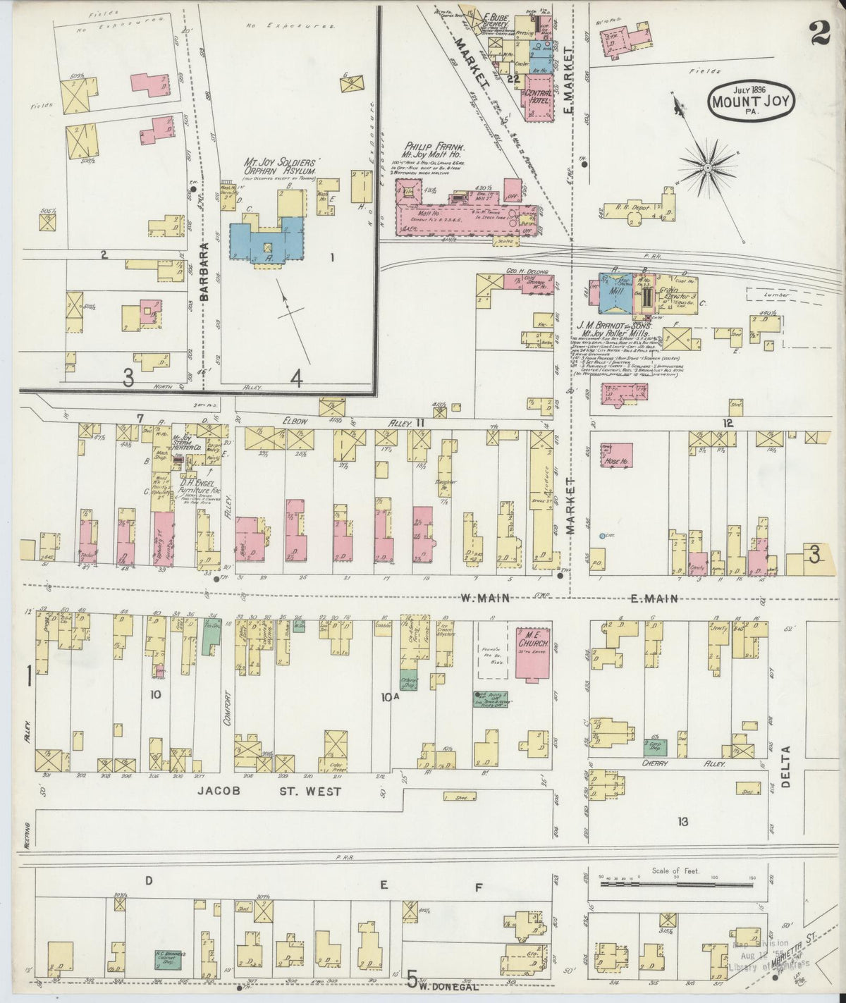 Sanborn Fire Insurance Map from Mount Joy, Lancaster County, Pennsylvania (1896), Sheet #0002 - Complete Map Set gallery image, historic Sanborn map, vintage wall art, Pennsylvania Pennsylvania