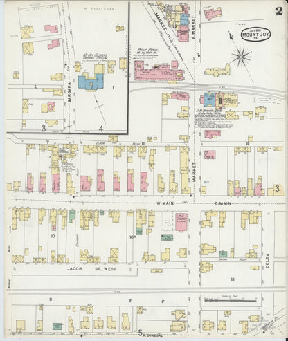 Sanborn Fire Insurance Map from Mount Joy, Lancaster County, Pennsylvania (1896), Sheet #0002 - Complete Map Set gallery image, historic Sanborn map, vintage wall art, Pennsylvania Pennsylvania