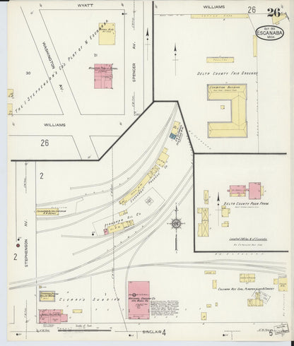 Sanborn Fire Insurance Map from Escanaba, Delta County, Michigan (1913), Sheet #0026 - Complete Map Set gallery image, historic Sanborn map, vintage wall art, Michigan Michigan