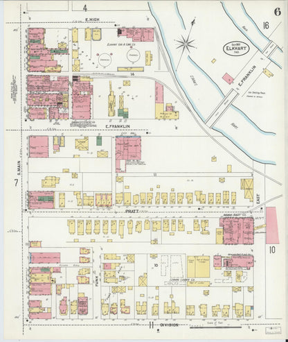Sanborn Fire Insurance Map from Elkhart, Elkhart County, Indiana (1901), Sheet #0006 - Complete Map Set gallery image, historic Sanborn map, vintage wall art, Indiana Indiana