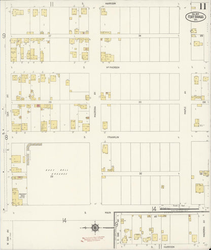 Sanborn Fire Insurance Map from Fort Bragg, Mendocino County, California (1919), Sheet #0011 - Historic Sanborn Fire Insurance Map Print, vintage old map wall art, antique decor, genealogy gift, California California map