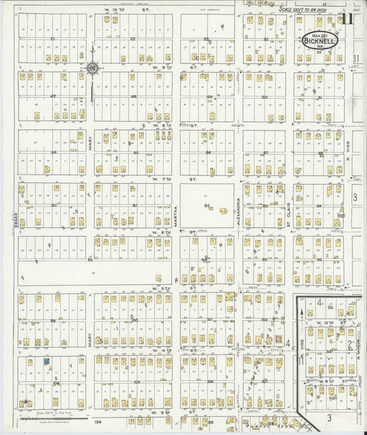 Sanborn Fire Insurance Map from Bicknell, Knox County, Indiana (1921), Sheet #0011 - Historic Sanborn Fire Insurance Map Print, vintage old map wall art, antique decor, genealogy gift, Indiana Indiana map