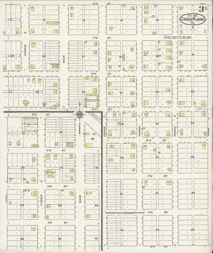 Sanborn Fire Insurance Map from Cross Plains, Callahan County, Texas (1921), Sheet #0003 - Complete Map Set gallery image, historic Sanborn map, vintage wall art, Texas Texas