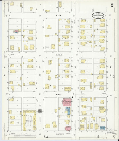 Sanborn Fire Insurance Map from Dodge City, Ford County, Kansas (1911), Sheet #0002 - Complete Map Set gallery image, historic Sanborn map, vintage wall art, Kansas Kansas
