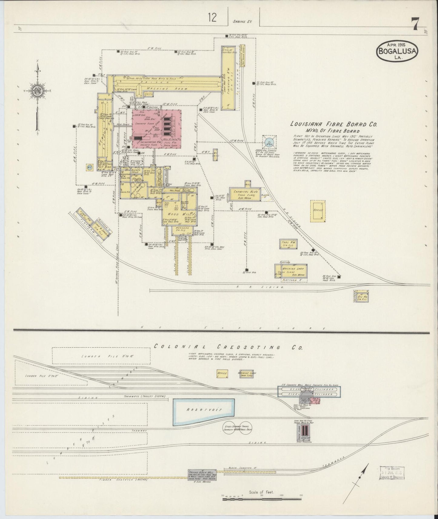 Sanborn Fire Insurance Map from Bogalusa, Washington Parish, Louisiana (1915), Sheet #0007 - Complete Map Set gallery image, historic Sanborn map, vintage wall art, Louisiana Louisiana