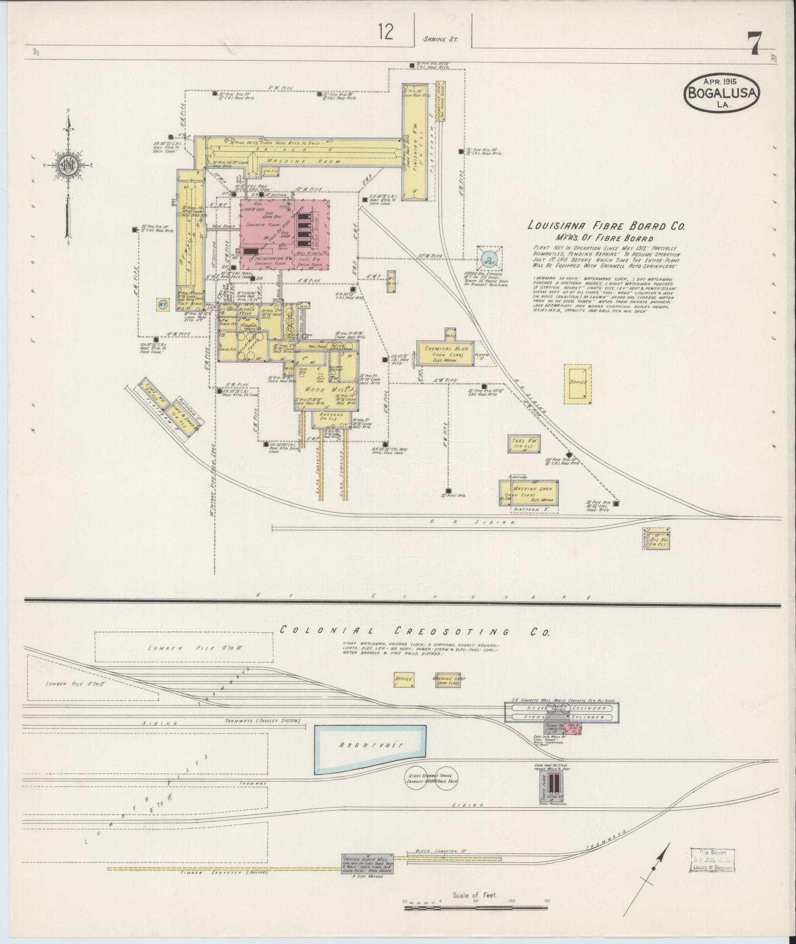 Sanborn Fire Insurance Map from Bogalusa, Washington Parish, Louisiana (1915), Sheet #0007 - Complete Map Set gallery image, historic Sanborn map, vintage wall art, Louisiana Louisiana