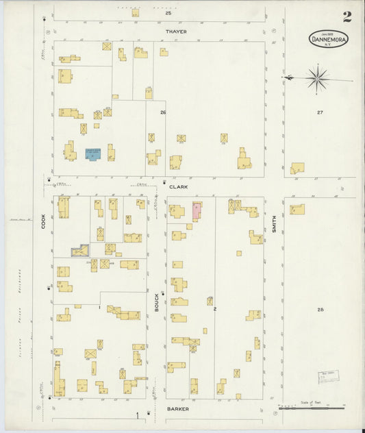 Sanborn Fire Insurance Map from Dannemora, Clinton County, New York (1909), Sheet #0002 - Historic Sanborn Fire Insurance Map Print, vintage old map wall art, antique decor, genealogy gift, New York New York map