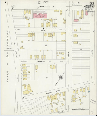 Sanborn Fire Insurance Map from Garfield, Bergen County, New Jersey (1910), Sheet #0022 - Complete Map Set gallery image, historic Sanborn map, vintage wall art, New Jersey New Jersey