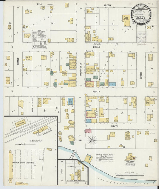 Sanborn Fire Insurance Map from Argyle, Lafayette County, Wisconsin (1900), Sheet #0001 - Historic Sanborn Fire Insurance Map Print, vintage old map wall art, antique decor, genealogy gift, Wisconsin Wisconsin map