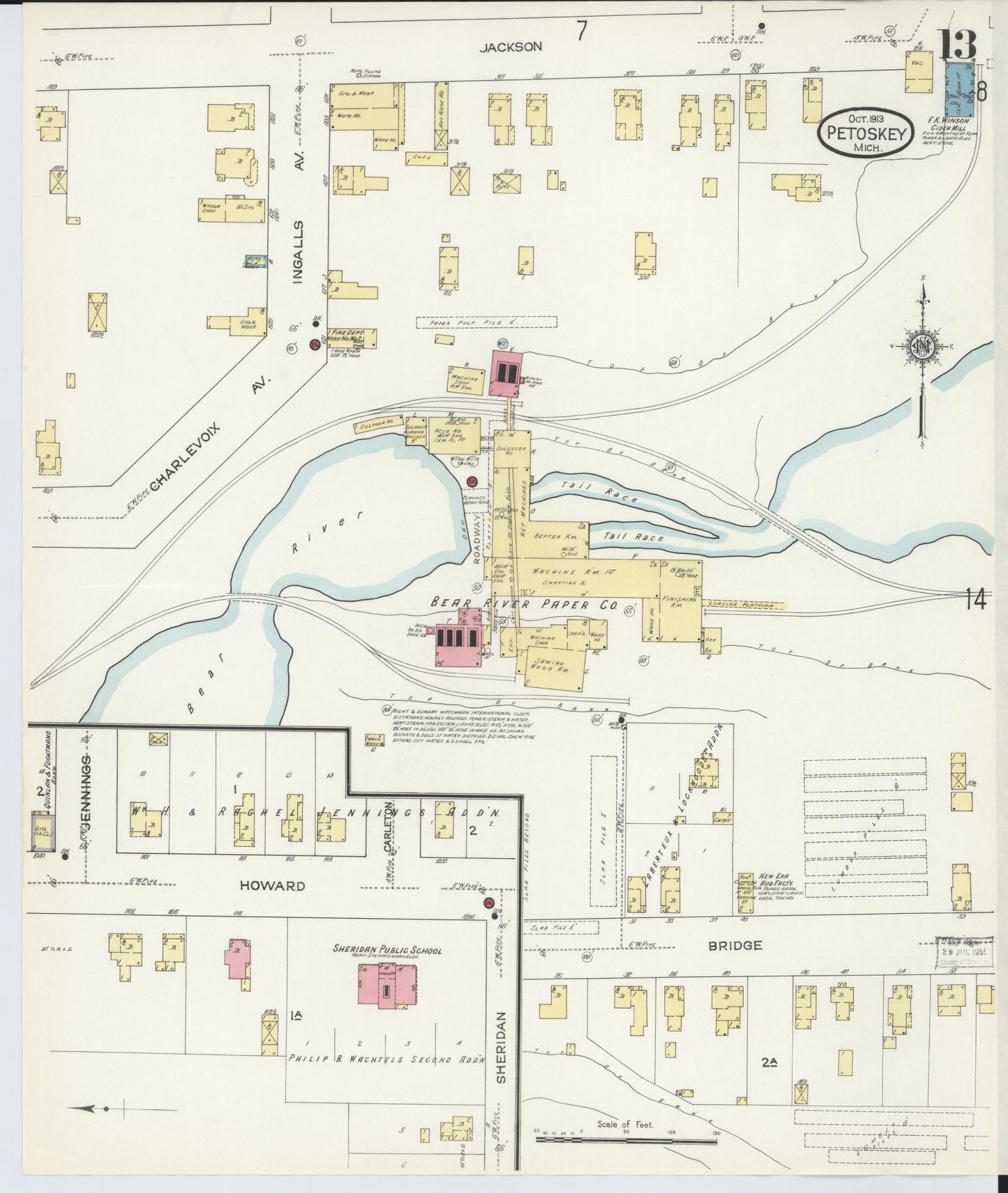 Sanborn Fire Insurance Map from Petoskey, Emmet County, Michigan (1913), Sheet #0013 - Complete Map Set gallery image, historic Sanborn map, vintage wall art, Michigan Michigan