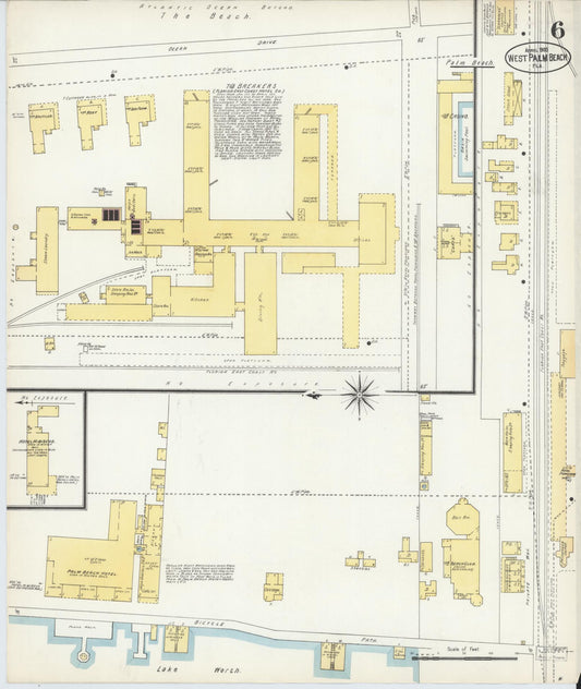 Sanborn Fire Insurance Map from West Palm Beach, Dade County, Florida (1903), Sheet #0006 - Historic Sanborn Fire Insurance Map Print, vintage old map wall art, antique decor, genealogy gift, Florida Florida map