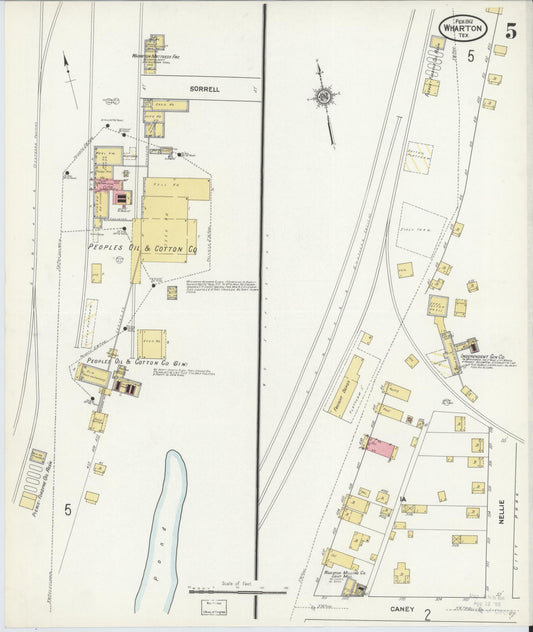 Sanborn Fire Insurance Map from Wharton, Wharton County, Texas (1912), Sheet #0006 - Historic Sanborn Fire Insurance Map Print, vintage old map wall art, antique decor, genealogy gift, Texas Texas map