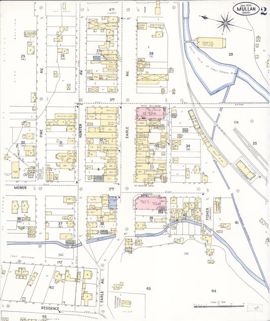 Sanborn Fire Insurance Map from Mullan, Shoshone County, Idaho (1909), Sheet #0002 - Historic Sanborn Fire Insurance Map Print, vintage old map wall art, antique decor, genealogy gift, Idaho Idaho map