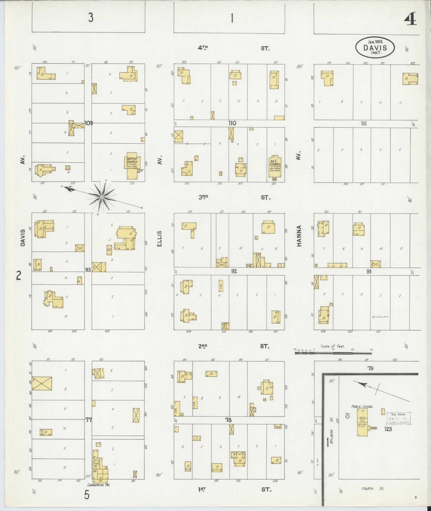 Sanborn Fire Insurance Map from Davis, Murray County, Oklahoma (1902), Sheet #0004 - Complete Map Set gallery image, historic Sanborn map, vintage wall art, Oklahoma Oklahoma