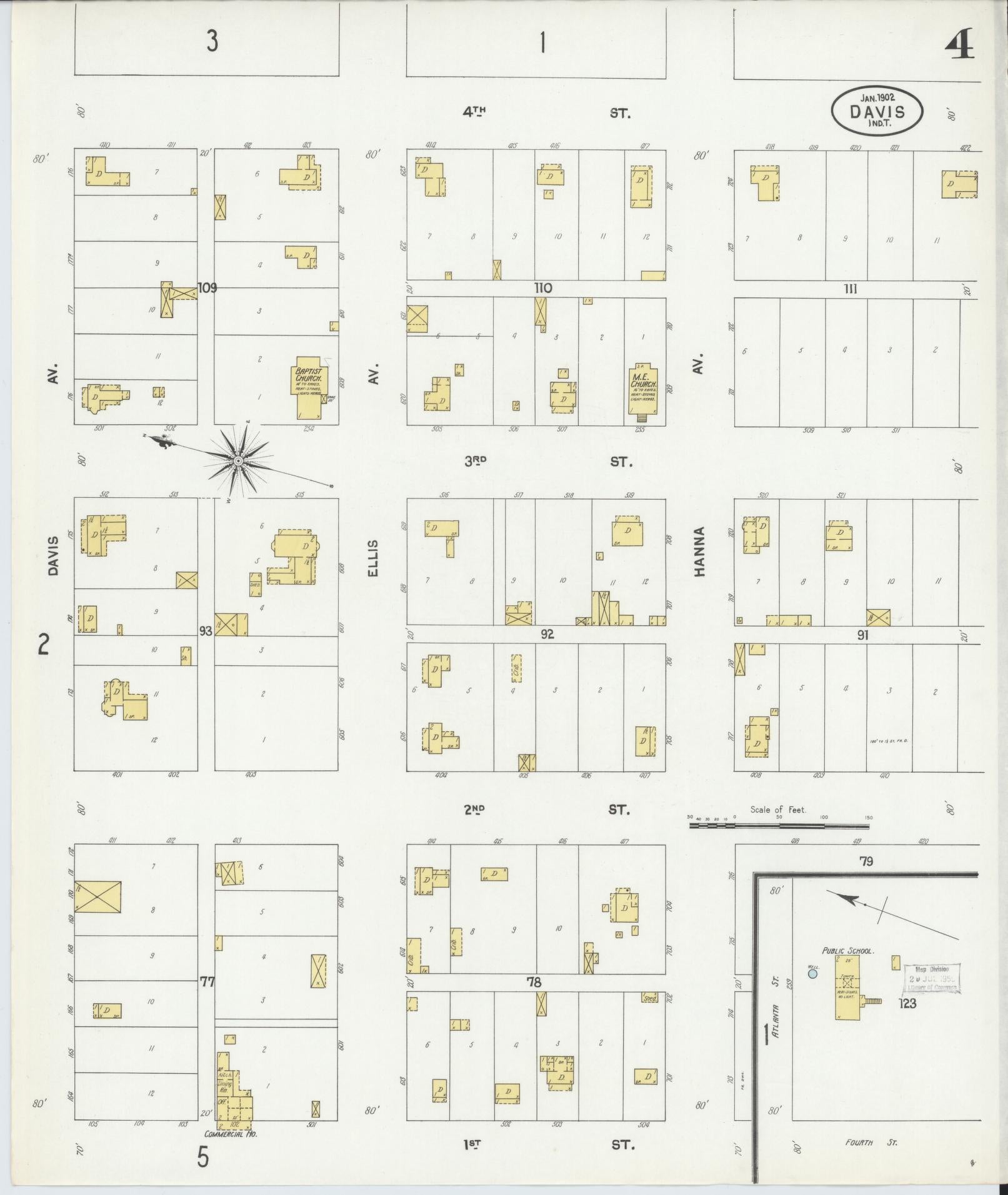 Sanborn Fire Insurance Map from Davis, Murray County, Oklahoma (1902), Sheet #0004 - Complete Map Set gallery image, historic Sanborn map, vintage wall art, Oklahoma Oklahoma