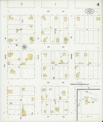 Sanborn Fire Insurance Map from Davis, Murray County, Oklahoma (1902), Sheet #0004 - Complete Map Set gallery image, historic Sanborn map, vintage wall art, Oklahoma Oklahoma