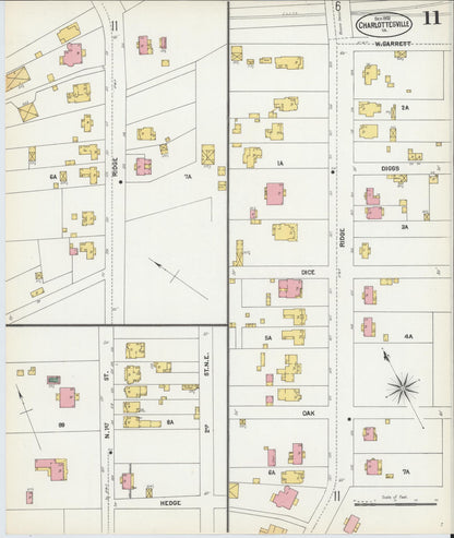 Sanborn Fire Insurance Map from Charlottesville, Independent Cities, Virginia (1902), Sheet #0011 - Complete Map Set gallery image, historic Sanborn map, vintage wall art, Virginia Virginia