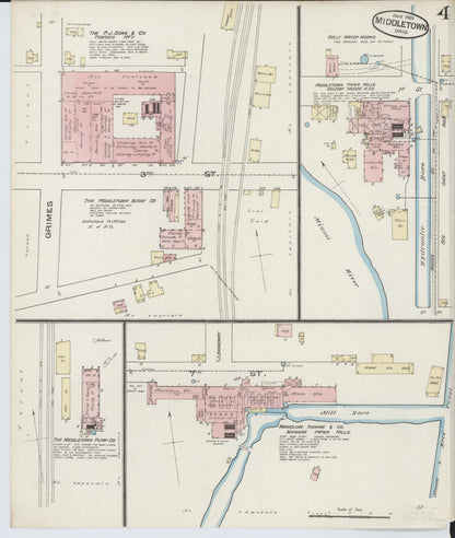 Sanborn Fire Insurance Map from Middletown, Butler County, Ohio (1885), Sheet #0004 - Historic Sanborn Fire Insurance Map Print, vintage old map wall art, antique decor, genealogy gift, Ohio Ohio map