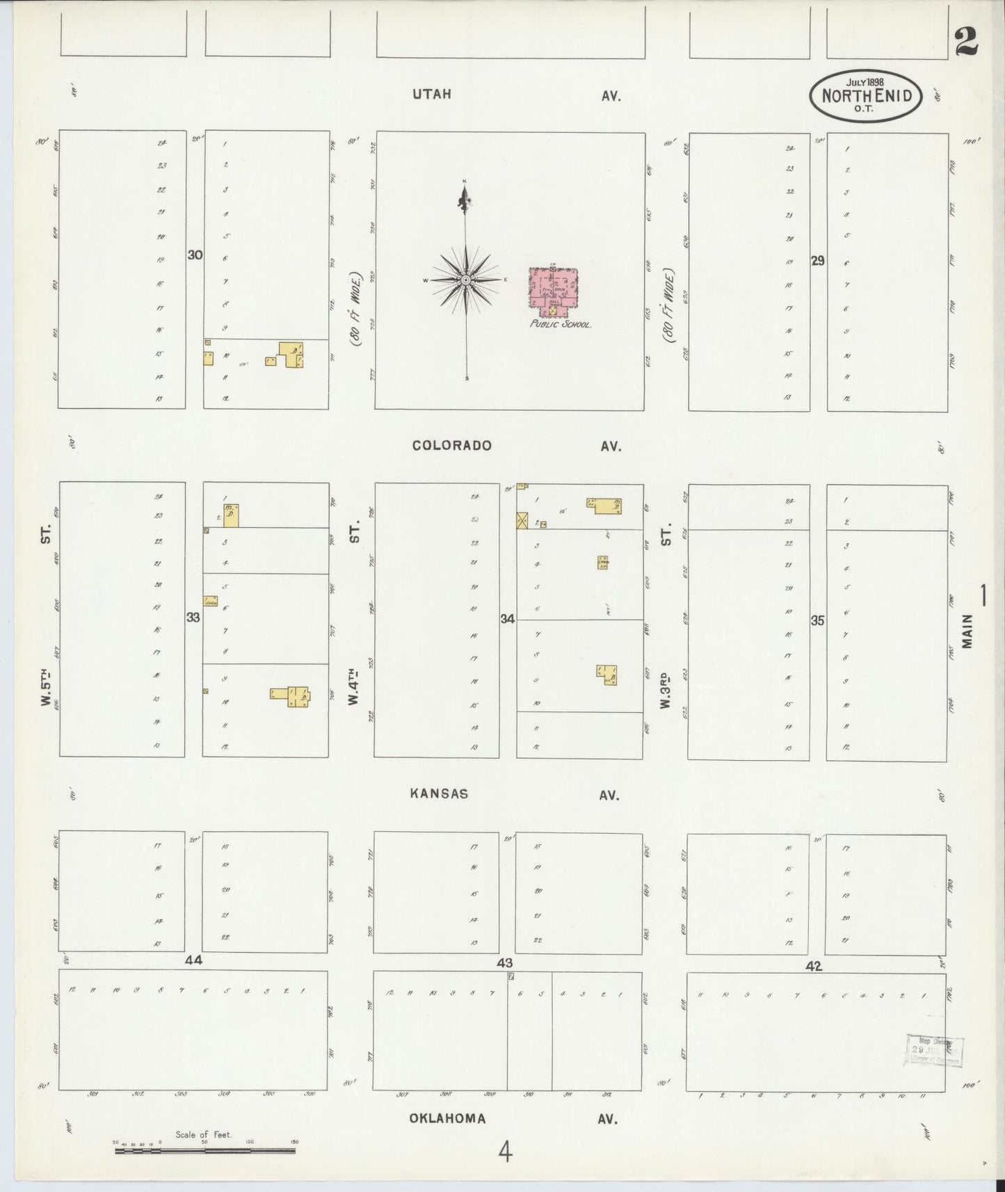 Sanborn Fire Insurance Map from North Enid, Garfield County, Oklahoma (1898), Sheet #0002 - Complete Map Set gallery image, historic Sanborn map, vintage wall art, Oklahoma Oklahoma