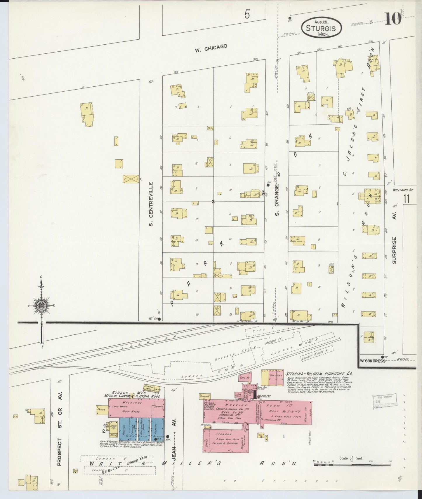 Sanborn Fire Insurance Map from Sturgis, Saint Joseph County, Michigan (1911), Sheet #0010 - Historic Sanborn Fire Insurance Map Print, vintage old map wall art, antique decor, genealogy gift, Michigan Michigan map